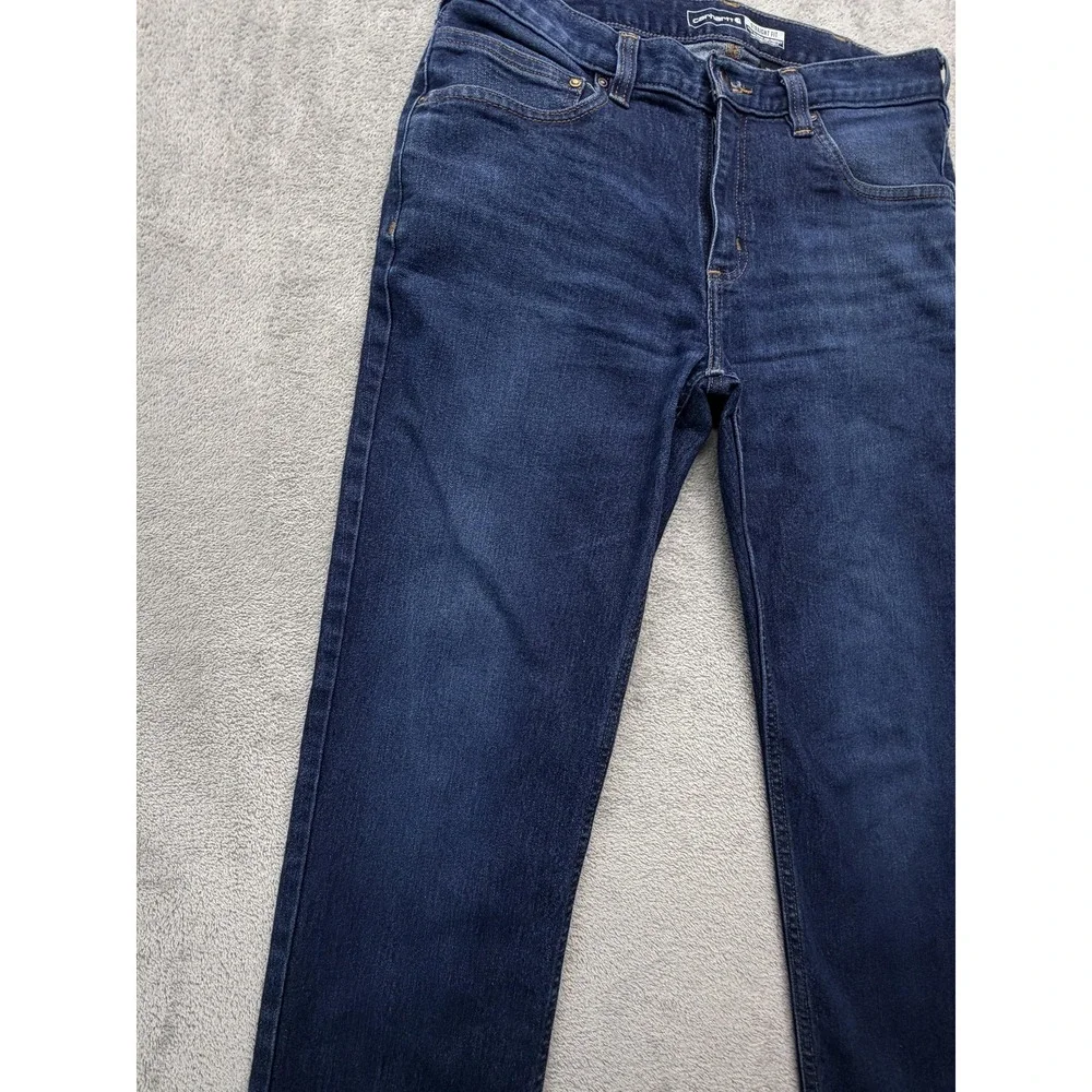 Carhartt Force Straight Jeans Mens Measured‎ 33x27 Blue Stretch Tapered Leg